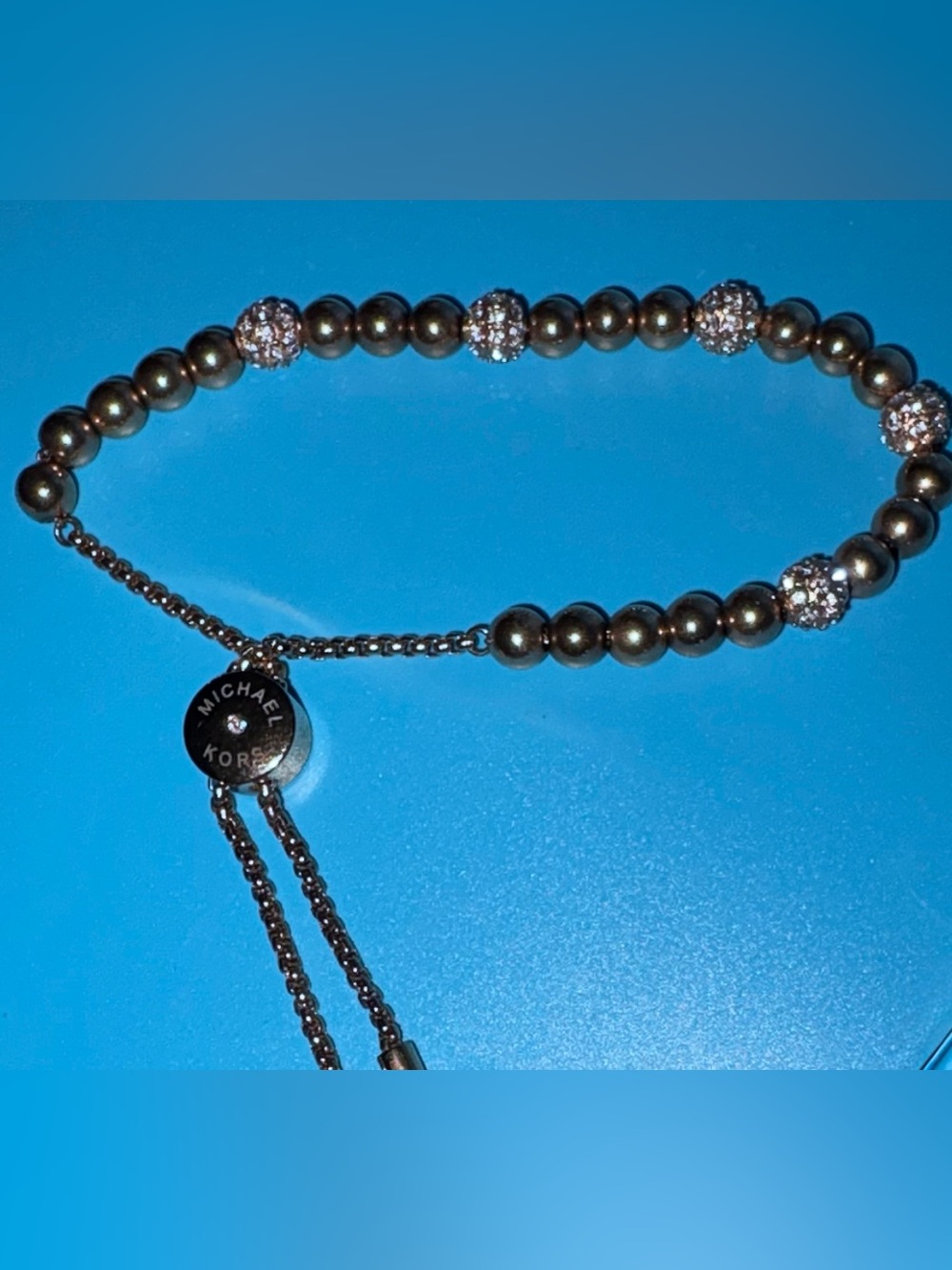 Michael Kors Rose-gold Beaded Bracelet with Crystal Accent